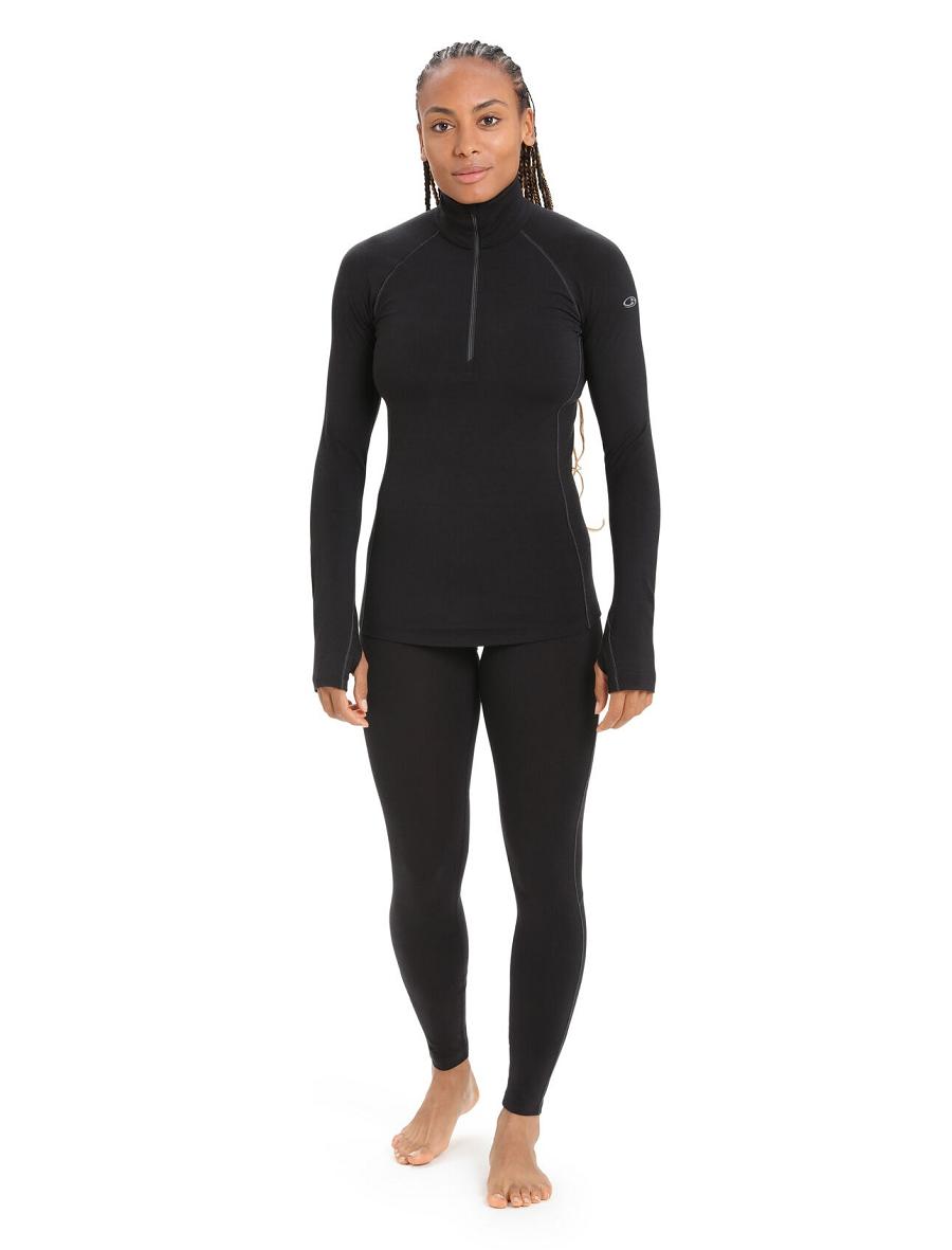 Icebreaker BodyfitZone™ Merino 200 Zone Thermal Long Sleeve Half Zip Top Női Base Layers Fekete | HU 1867KORI